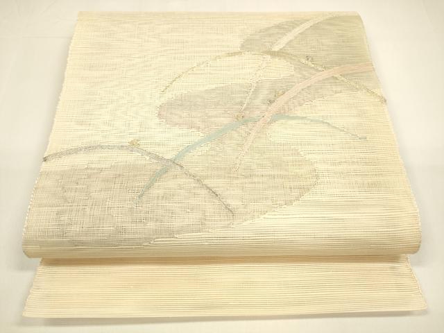 平和屋着物＊夏物　八寸名古屋帯　流水芝文　金銀糸　正絹　逸品　DAAY8330cm