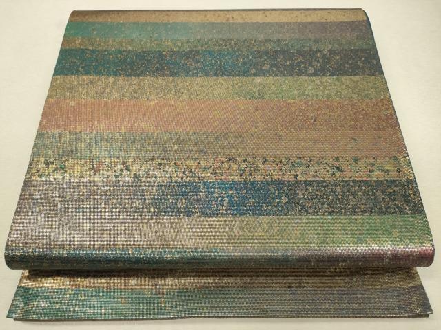 平和屋着物◎六通柄袋帯　霞文　引箔　正絹　逸品　DAAQ9416bc