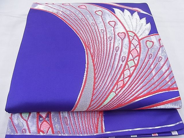 平和屋着物◎六通柄袋帯　唐織　飛鶴文　銀糸　逸品　BAAF7783ea