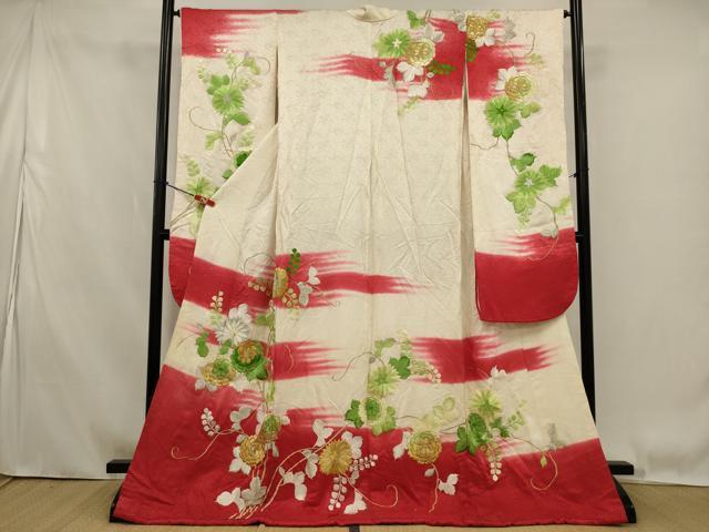 平和屋本店●お引きずり・お引き摺り・引き振袖　和装　結婚式　舞妓　芸妓　芸者　衣装　総刺繍　枝花文　金銀糸　逸…