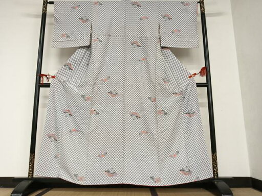 平和屋着物■上質な小紋 舞扇花文 正絹 逸品 AAAT0192zg 平和屋着物■上質な小紋 舞扇花文 正絹 逸品 AAAT0192zg