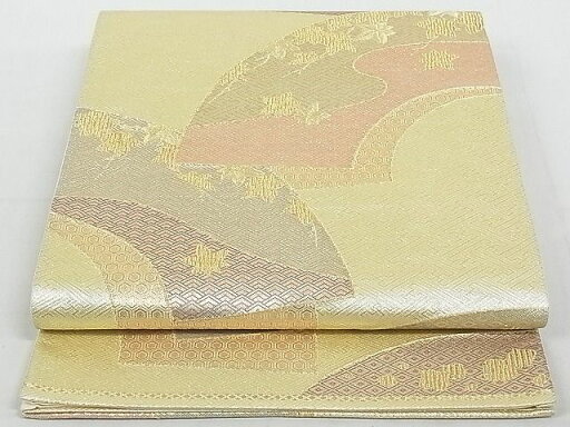 平和屋着物◎六通柄袋帯 地紙重ね文 金糸 正絹 逸品 AAAH5811Ast 平和屋着物◎六通柄袋帯 地紙重ね文 金糸 正絹 逸品 AAAH5811Ast
