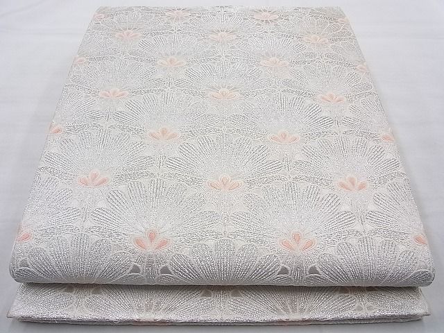 平和屋着物◎六通柄袋帯　唐織　菊青海波　銀糸　逸品　BAAH2271cm