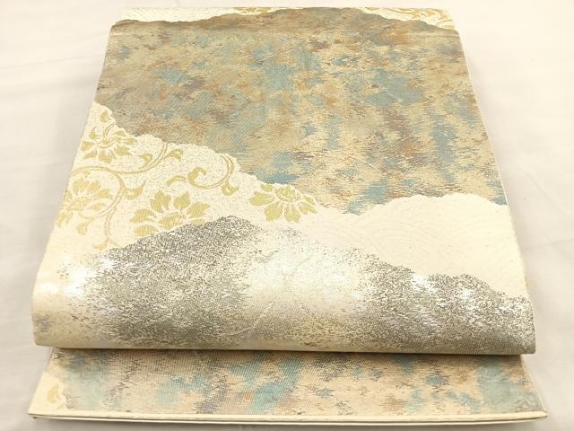 平和屋着物◎六通柄袋帯 花唐草文 金糸 正絹 逸品 BAAT2127ph