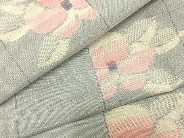 乐天商城 - 平和屋着物▽上質な紬　単衣　格子草花文　正絹　逸品　AAAZ9351fy