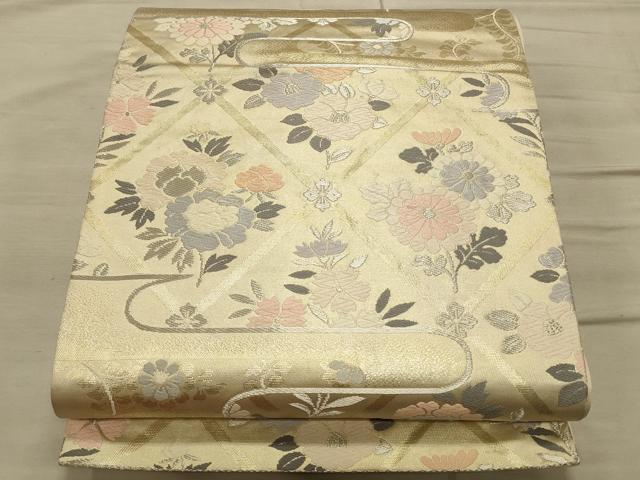 平和屋着物◎六通柄袋帯　唐織　天上花文　金銀糸　正絹　逸品　CAAO4341qe