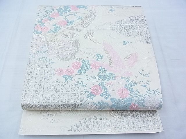 平和屋着物◎六通柄袋帯 唐織 瑞鳳錦 飛鶴花車文 プラチナ二重箔 逸品 BAAE3050ow