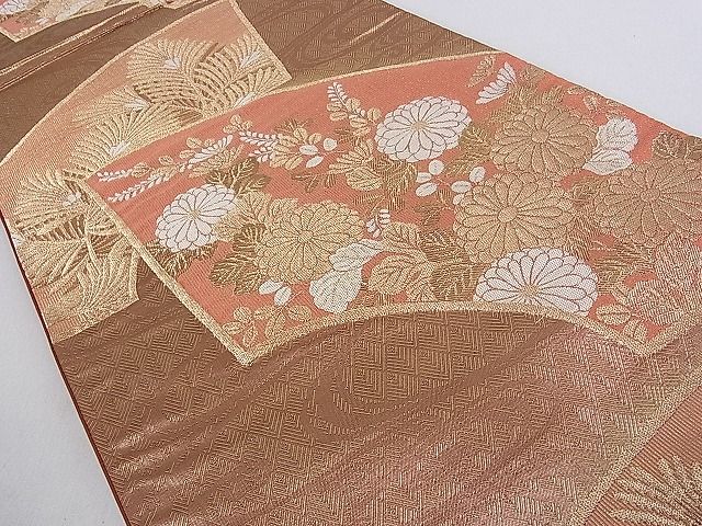 平和屋着物■六通柄袋帯　地紙草花文　金糸　逸品　ud1561