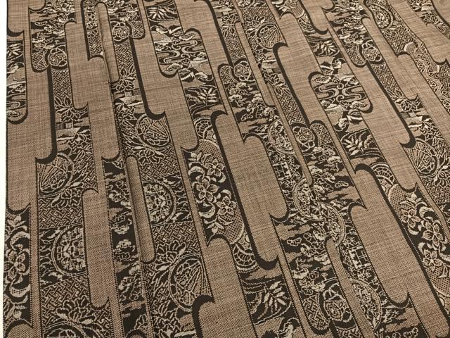 平和屋着物●本場大島紬　9マルキ　壺垂れ草花文様　正絹　逸品　BAAT6713hv