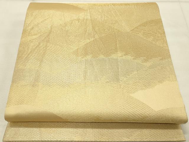 平和屋着物◎六通柄袋帯　スリーシーズン　春夏秋　立波文　金糸　正絹　逸品　DAAS8052qp