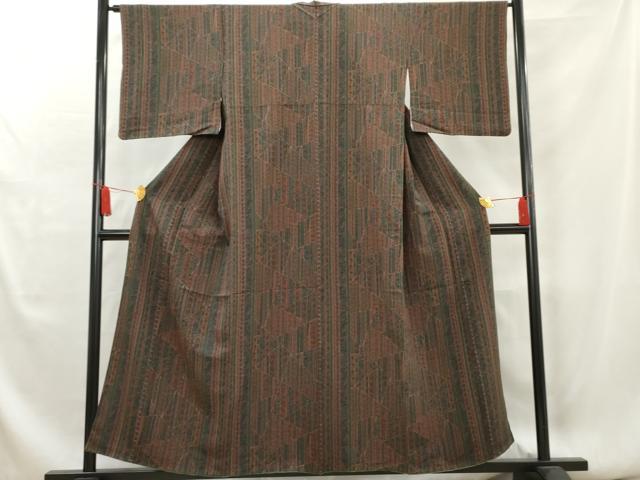 平和屋着物■上質な小紋　更紗花間道　正絹　逸品　AAAX8216cs(4)