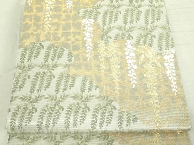 平和屋着物■六通柄袋帯　枝垂れ花文　金糸　正絹　逸品　DAAM0419sf