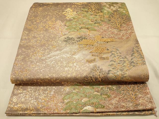 平和屋着物◎六通柄袋帯 都乃夢 風景文 金糸 正絹 逸品 DAAX0770jm