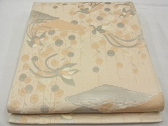 平和屋着物■六通柄袋帯 鳳凰枝垂れ花松文 金銀糸 逸品 n-wk0201