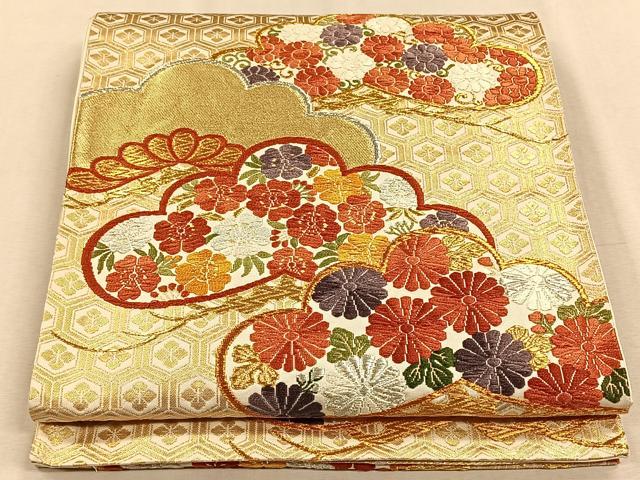 乐天商城 - 平和屋着物◎六通柄袋帯　唐織　花松文　金銀糸　正絹　逸品　CAAV7554qv