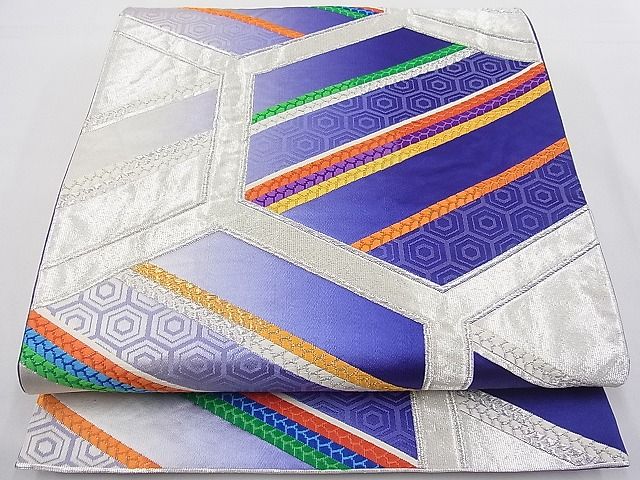 平和屋着物■六通柄袋帯 銀つづれ 唐織 亀甲吉祥文 金銀糸 逸品 n-fw3387