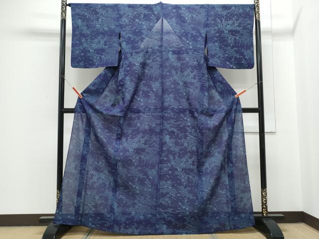 平和屋の平和屋着物＊夏物 小紋 絽 型染め 流水花文 正絹 逸品 CABH3841th｜アングル2