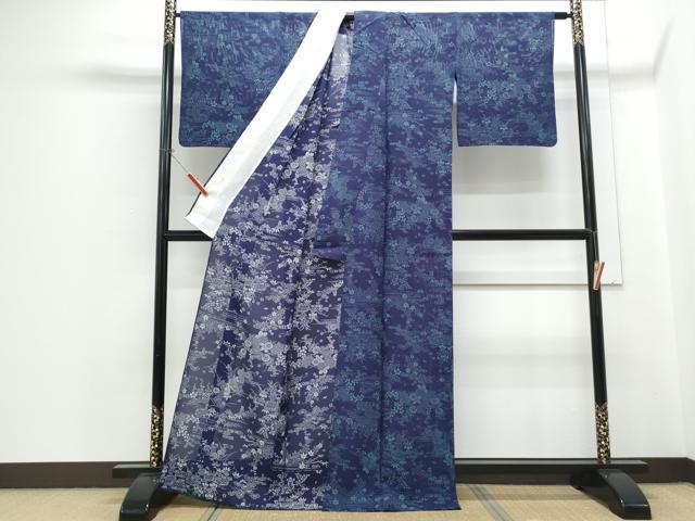 平和屋の平和屋着物＊夏物 小紋 絽 型染め 流水花文 正絹 逸品 CABH3841th｜アングル3