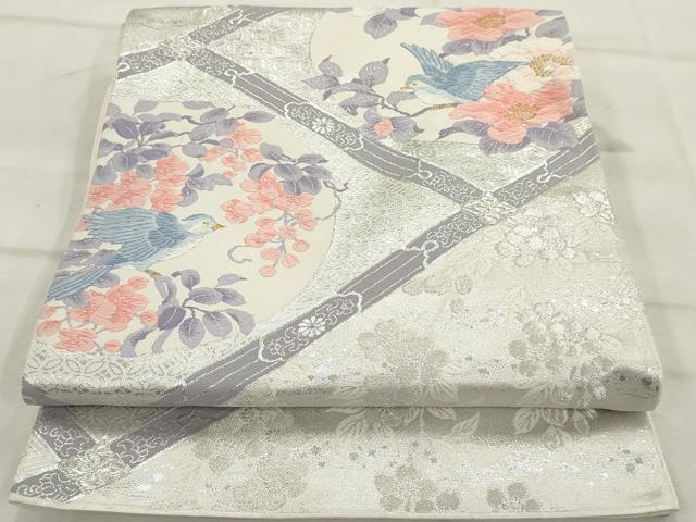 平和屋着物◎六通柄袋帯 唐織 天井花鳥文 金銀糸 正絹 逸品 AAAU4472sg