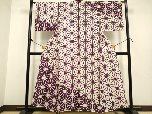 平和屋着物▽訪問着　単衣　麻の葉文様　正絹　逸品　DAAP7474du