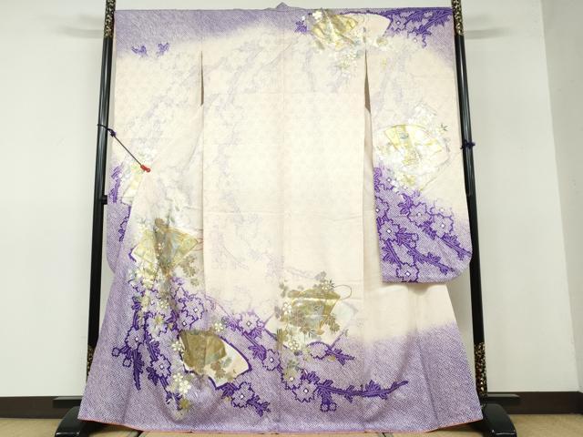 平和屋着物●豪華振袖 駒刺繍 絞り 扇面草花文 金銀彩 やまと誂製 正絹 逸品 DAAW5262ud