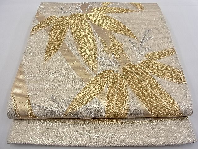平和屋着物■六通柄袋帯 笹竹文 金銀糸 逸品 n-fw3398
