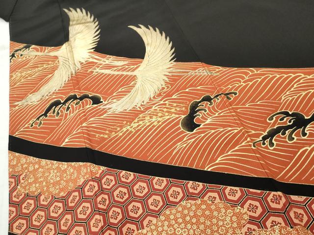 平和屋着物■豪華黒留袖 立波飛鶴文 金彩 正絹 逸品 AABD2485cs