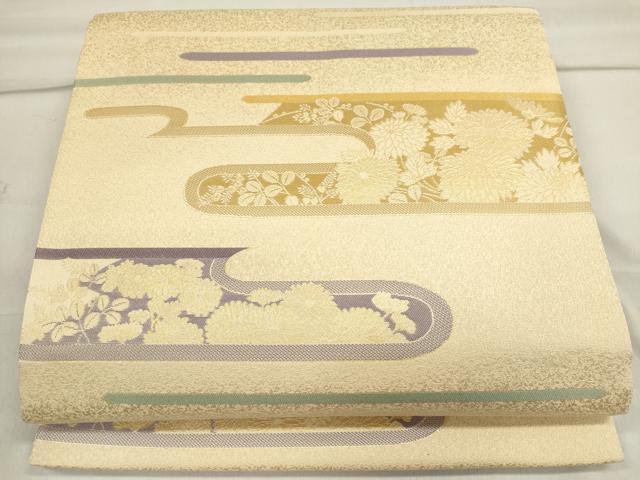 平和屋着物◎六通柄袋帯 雲取秋草蒔絵文 金糸 正絹 逸品 CAAI6160ou