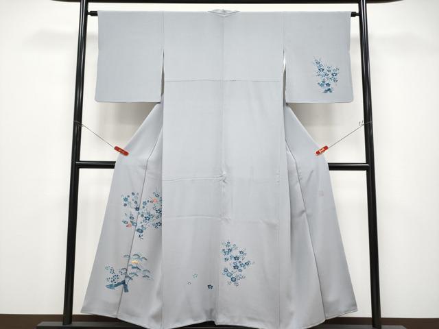 平和屋着物●極上　人間国宝　五代　田畑喜八　訪問着　駒刺繍　枝花文　霞色地　逸品　CYAA4676s6