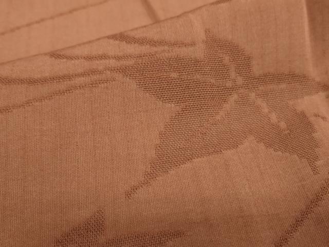 平和屋着物＊夏物　色無地　舞楓紋紗　柿茶色　正絹　逸品　DAAR9263op