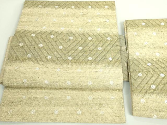 平和屋着物■極上　桝屋高尾　ねん金綴錦　つけ帯　菱詰小紋　透文紗　金銀糸　逸品　DZAB0214kh5(4)