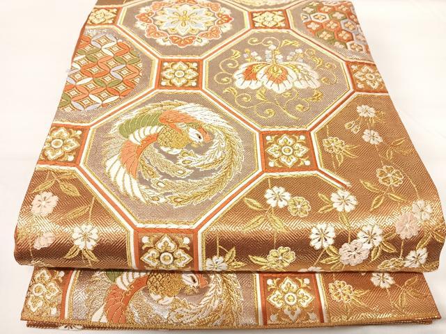 Rakuten - 平和屋着物◎六通柄袋帯 唐織 蜀江花鳥文 金銀糸 正絹 逸品 AABG2213yx