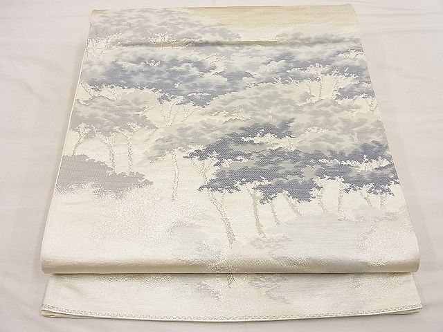 平和屋着物■六通柄袋帯 樹林霞文 銀糸 逸品 BAAC8731ip