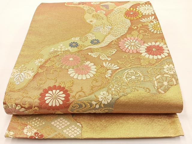 平和屋着物◎六通柄袋帯　唐織　秀彩　オーロラ道長文　金銀糸　正絹　逸品　BAAT9782hj