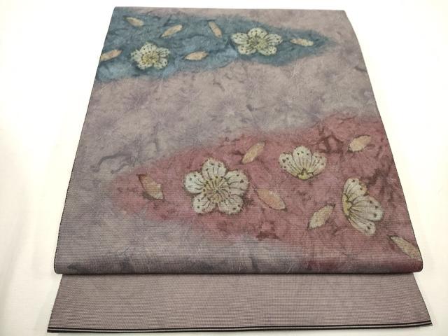 平和屋着物▼太鼓柄袋帯　霞舞花文　黒地　引箔　正絹　逸品　CAAS2821ak