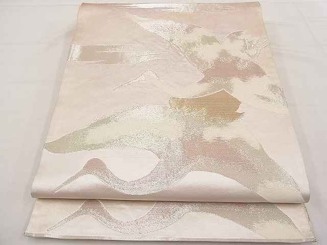 平和屋着物■六通柄袋帯 霞飛鶴文 珠箔 逸品 n-hv2336