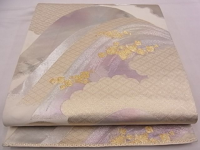 平和屋着物■六通柄袋帯 重ね山吉祥文 金銀糸 逸品 n-sa3259