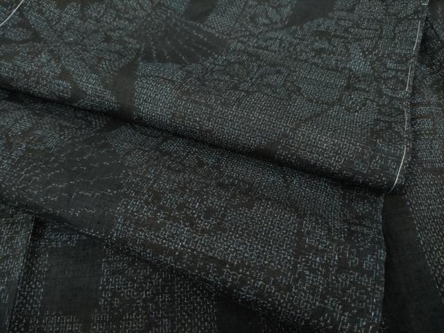 平和屋着物●本場結城紬　重要無形文化財　100亀甲　扇面花文　正絹　逸品　AABD0845ck