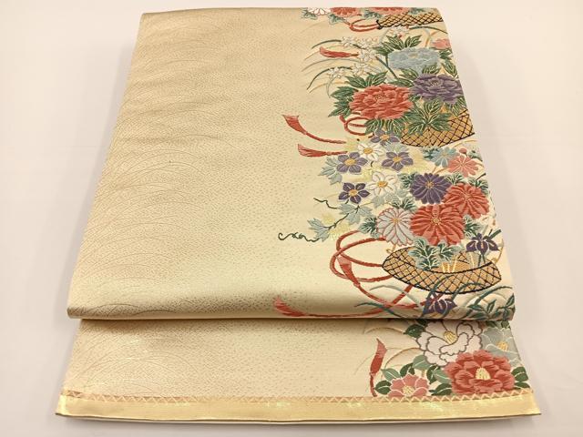Rakuten - 平和屋着物◎六通柄袋帯　唐織　花籠文　金糸　正絹　逸品　BAAS9385ow