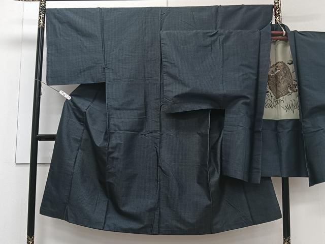 平和屋着物■男性　本場大島紬　アンサンブル　霞文　正絹　逸品　CABE0571xi
