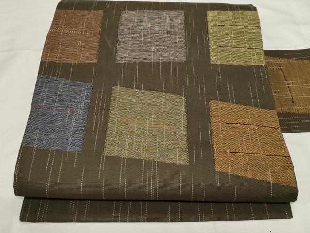 平和屋着物●スリーシーズン　春夏秋　九寸名古屋帯　色紙文　正絹　逸品　CAAZ0340dy