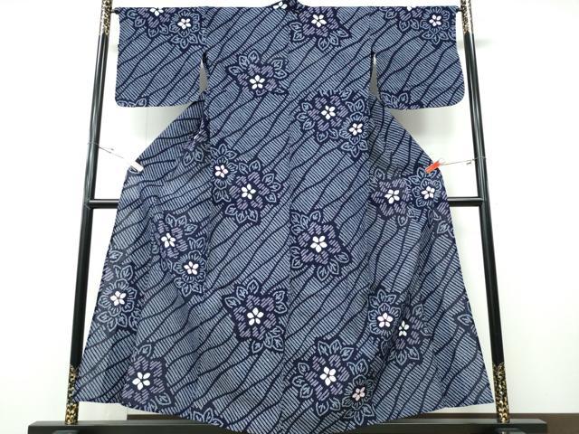 平和屋着物∴夏物　浴衣　有松鳴海絞り　立涌舞花文　綿　逸品　CABH1496ng