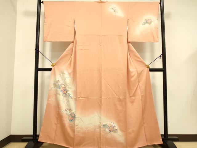 平和屋着物■訪問着　雪輪重ね花文　暈し染め　金彩　正絹　逸品　DABD6078du