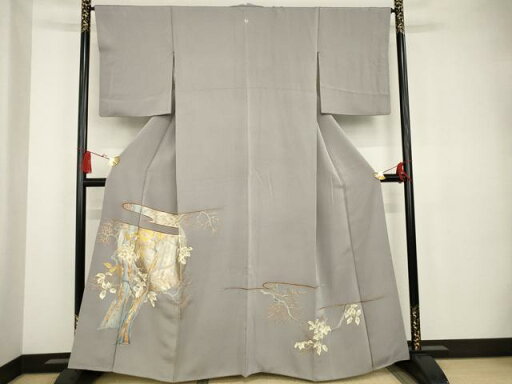 平和屋着物●豪華色留袖 友禅 駒刺繍 エ霞取り枝葉文 満月 金彩 正絹 逸品 AAAS5085ck 平和屋着物●豪華色留袖 友禅 駒刺繍 エ霞取り枝葉文 満月 金彩 正絹 逸品 AAAS5085ck