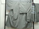 平和屋着物●男性 紬 アンサンブル 鼠色 正絹 逸品 CAAS8498vf