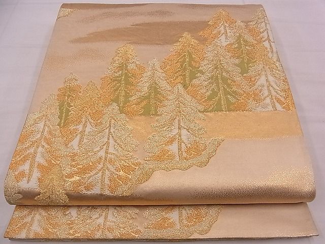 平和屋着物■六通柄袋帯　唐織　樹林文　金銀糸　逸品　n-sa3357