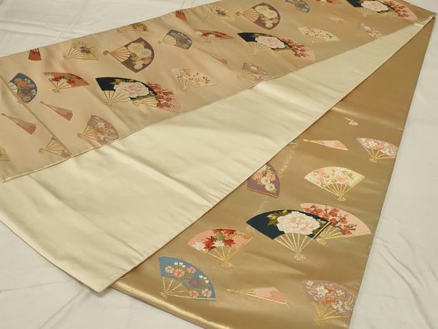 平和屋の平和屋着物◎六通柄袋帯 唐織 扇面花文 金糸 正絹 逸品 AABG4167ou｜アングル3