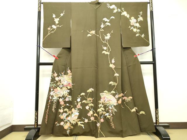 平和屋着物●訪問着　駒刺繍　地紙風景文　金彩　正絹　逸品　DAAT1011tw