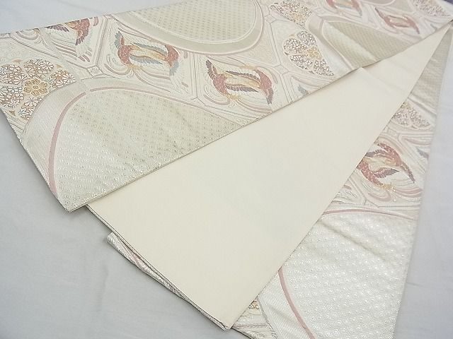 平和屋着物◎六通柄袋帯　唐織　向かい鳳凰蜀江花文　金銀糸　逸品　BAAB1507du　