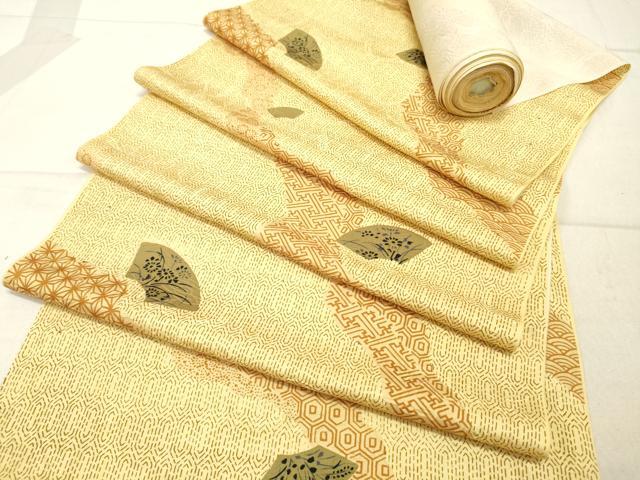 平和屋着物▼小紋　反物　着尺　地紙吉祥草花文　逸品　未使用　DABA2667zy